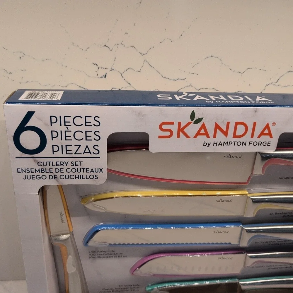 Skandia by Hampton Forge Knife Set Of 6 With Blade Covers Stainless Steel New